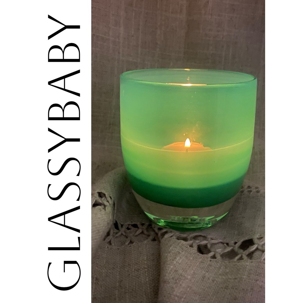 Glassybaby "Strength" Green Hand Blown Glass Candle Holder / Votive - Picture 2 of 9